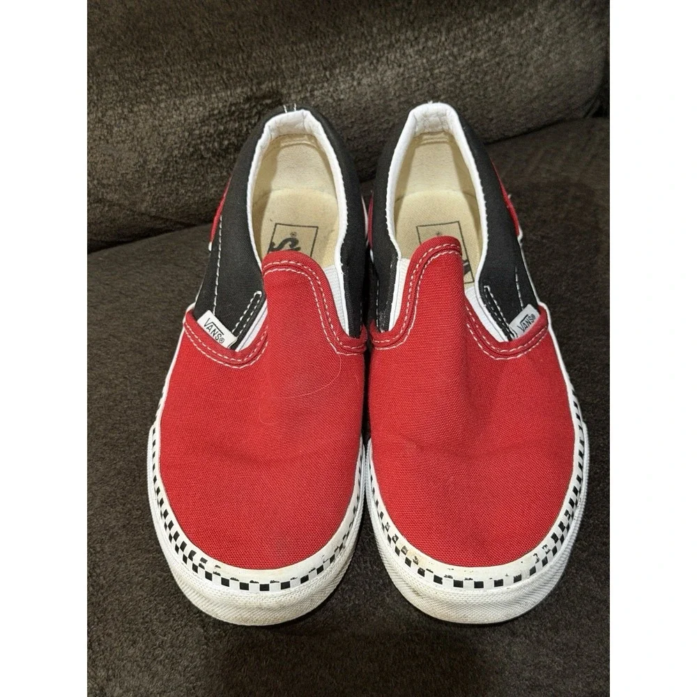 Vans Classic Slip On Boys Size 2Y Red Athletic Skate Walking Shoes Sneakers